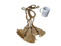 Alternative view of Vintage French Tassels Brown Gold Curtain Pullbacks Ties Tiebacks Curtains Large Tassel Tie Ribbons Rope WORN 1970's