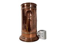 Alternative view of Vintage French Villedieu Copper Walking Stick Cane Umbrella Round Pot Stand Holder Doorway Hallway circa 1970's