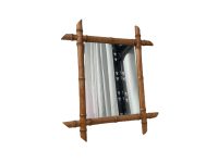 Alternative view of Vintage French Wooden Wood Bamboo Look Wall Hanging Wood Frame Decorative Bathroom Cloakroom Hallway c1950's