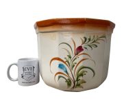 Alternative view of Vintage French Plant Pot Hand Painted Cache Pot En Faience Ceramic Planter Vase Urn Plant Storage Display Ceramic circa 1980-90's
