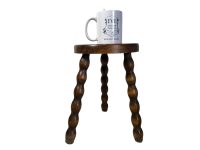 Alternative view of Stool Vintage French Bobbin Style Leg Chair Round Circular Seat Wooden Milking Kitchen Table Plant Rest Stand Plinth Tabouret c1960's