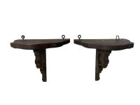 Alternative view of Vintage French Small Wooden Wall Hanging Shelf Brown Wood Ornate Shelf Rack Mounted Display circa 1920-30's