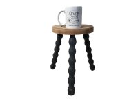Alternative view of Stool Vintage French Chair Seat Wooden Milking Kitchen Table Round Shaped Seat Bobbin Leg Plant Stand Plinth Tabouret c1960-70's