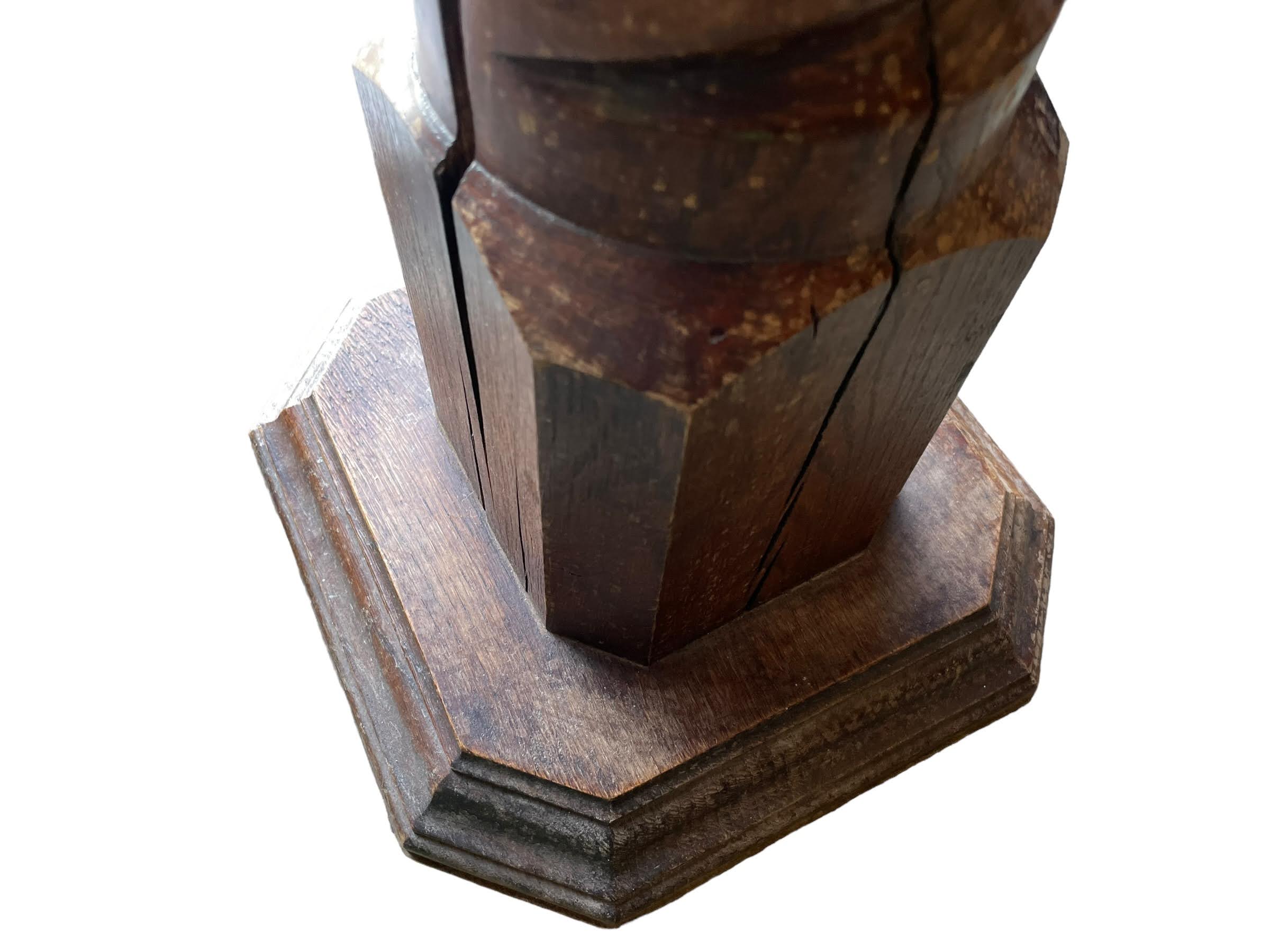 Vintage French Country Cottage Wine Press Screw Style Leg Tall Plinth Table Wooden Wood Stand Flower Pot Display Tabouret c1950-60’s 6 Vintage French Country Cottage Wine Press Screw Style Leg Tall Plinth Table Wooden Wood Stand Flower Pot Display Tabouret c1950-60's - Image 6