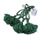 Alternative view of Vintage French Tassels Green Cotton Curtain Pullbacks Ties Tiebacks Curtains Large Tassel Tie Ribbons Rope REPAIRS NEEDED 1980's