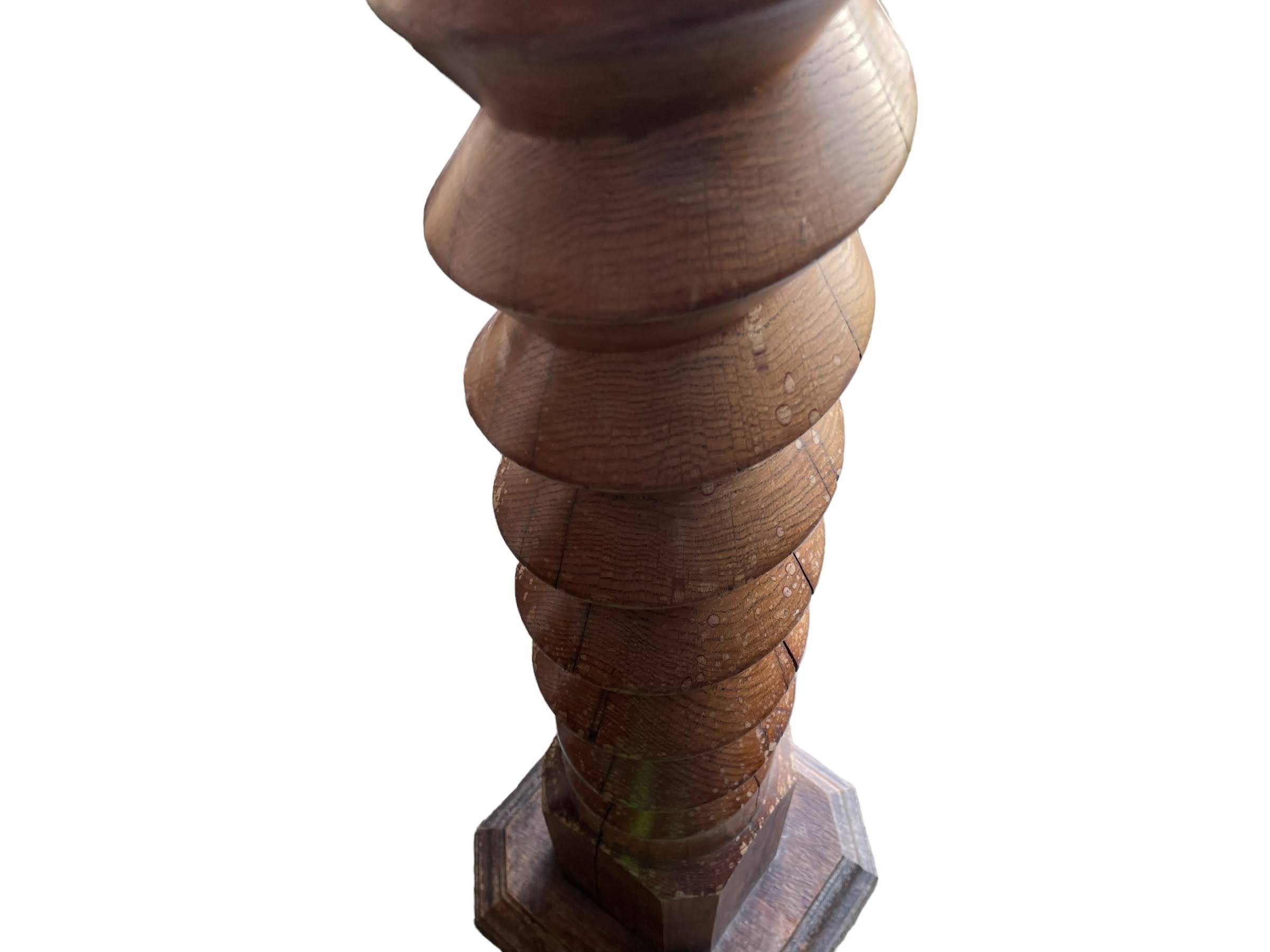 Vintage French Country Cottage Wine Press Screw Style Leg Tall Plinth Table Wooden Wood Stand Flower Pot Display Tabouret c1950-60’s 8 Vintage French Country Cottage Wine Press Screw Style Leg Tall Plinth Table Wooden Wood Stand Flower Pot Display Tabouret c1950-60's - Image 8