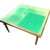 Vintage French Low Green Felt Topped Folding Wooden Foldable Folding Gaming Games Card Table circa 1960-70's