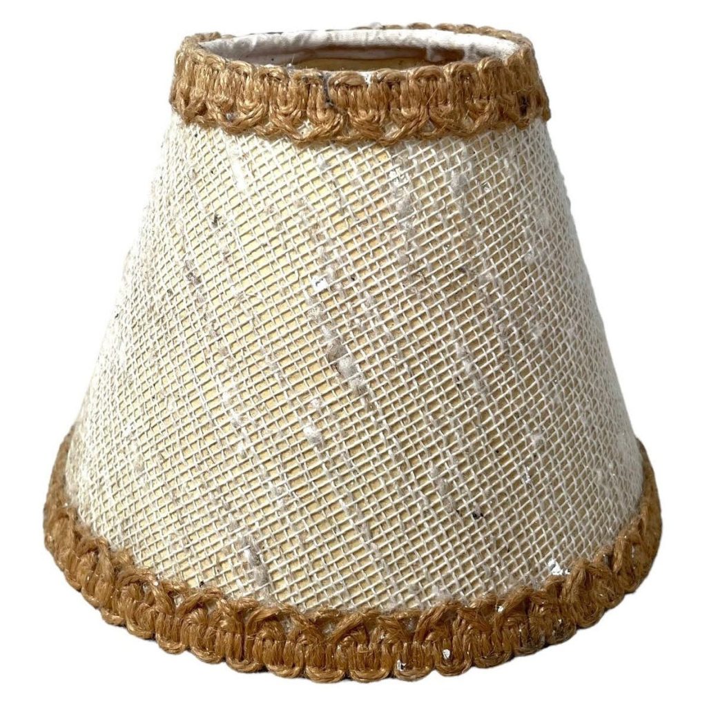 Vintage French Beige Small Tiny Bulb Fixing Fringed Lamp Shade Lampshade Desktop Desk Sconce Light DAMAGED c1950-60’s