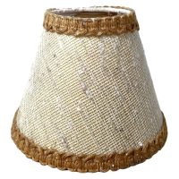 Vintage French Beige Small Tiny Bulb Fixing Fringed Lamp Shade Lampshade Desktop Desk Sconce Light DAMAGED c1950-60's