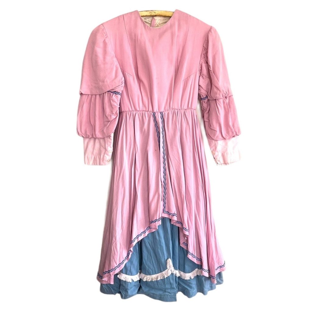 Vintage French Theatre Pink Blue Girl Small Woman Dress Puffy Sleeves Display Prop France circa 1930-40s