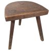 Vintage French Home Made Stool Chair Seat Wooden Large Milking Kitchen D Shaped Seat Chunky Plant Rest Stand Plinth Tabouret c1950's
