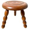 Stool Vintage French Tripod Bobbin Leg Chair Seat Wooden Milking Table Round Shaped Plant Rest Stand Plinth Tabouret c1960-70's