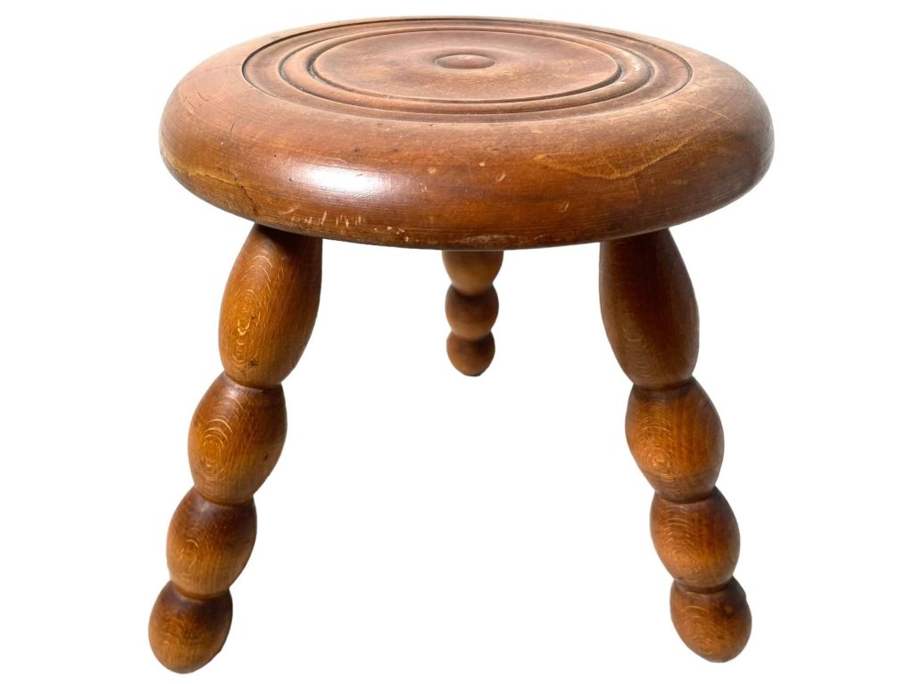 Stool Vintage French Tripod Bobbin Leg Chair Seat Wooden Milking Table Round Shaped Plant Rest Stand Plinth Tabouret c1960-70’s
