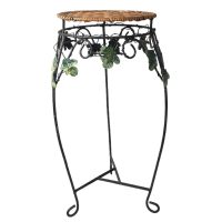 Vintage French Double Plant Stand Plinth Table Metal Rattan Side Flower Pot Ornament Display Shelf Side Table Design Tabouret c1990's