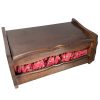 Vintage French Wooden Bread Baguette Storage Box With Fabric Liner Container Kitchen circa 1960-70's