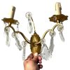 Vintage French Gold Coloured Metal Double Wall Sconce Light Lighting Electric Lamp Metal Period Lighting Prop c1950-60's