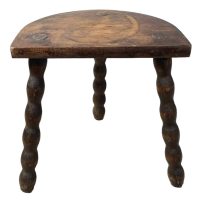 Vintage French Stool Chair Seat Wooden Milking Kitchen Table D Shaped Seat Bobbin Leg Plant Rest Stand Plinth Tabouret c1960’s Vintage French Stool Chair Seat Wooden Milking Kitchen Table D Shaped Seat Bobbin Leg Plant Rest Stand Plinth Tabouret c1960's