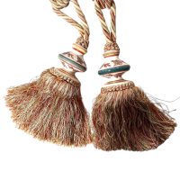 Vintage French Tassels Brown Gold Curtain Pullbacks Ties Tiebacks Curtains Large Tassel Tie Ribbons Rope 1980's
