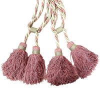 Vintage French Tassels Pink Beige Curtain Pullbacks Ties Tiebacks Curtains Large Tassel Tie Ribbons Rope 1970's