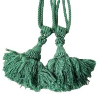 Vintage French Tassels Green Cotton Curtain Pullbacks Ties Tiebacks Curtains Large Tassel Tie Ribbons Rope REPAIRS NEEDED 1980's