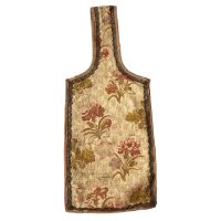 Antique French or English Silk Brocade Belt Pouch Purse Container Bag Handbag Costume Prop Decor c1850's