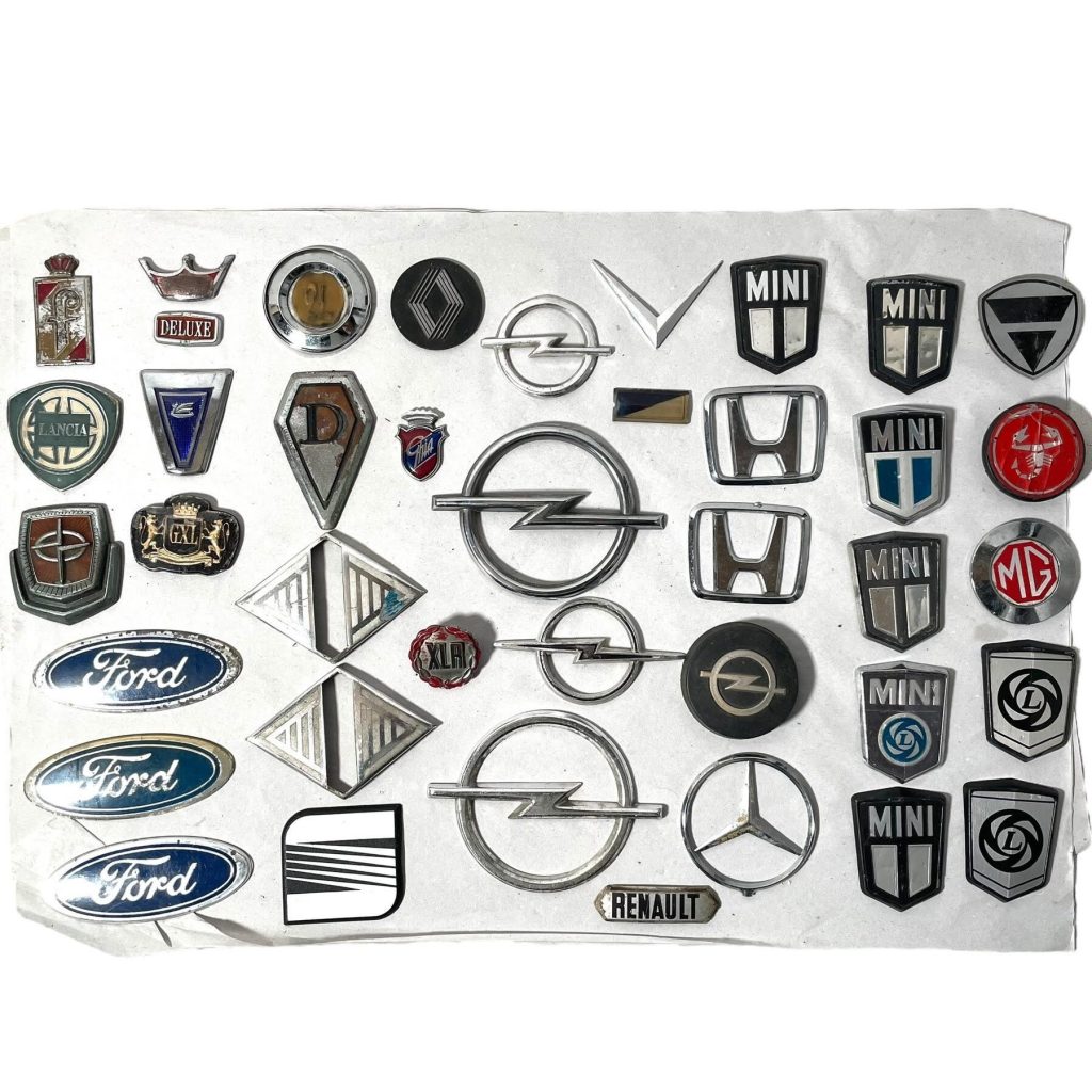 Vintage Assorted Car Badge Collection Bonnet Ornament Decor Automobile Vehicle Automobilia Collector Metal Chrome circa 1970-90’s