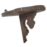 Vintage French Small Wooden Wall Hanging Shelf Brown Wood Ornate Shelf Rack Mounted Display circa 1920-30's