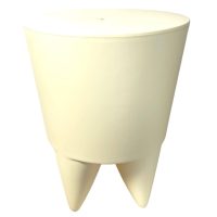 Vintage French Stool Starck Rest Chair Rest Plinth Stand Display Plastic Tabouret Cream Beige Designer Storage Tabouret c1990's