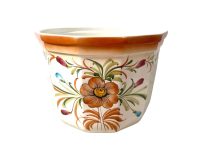 Vintage French Plant Pot Hand Painted Cache Pot En Faience Ceramic Planter Vase Urn Plant Storage Display Ceramic circa 1980-90's