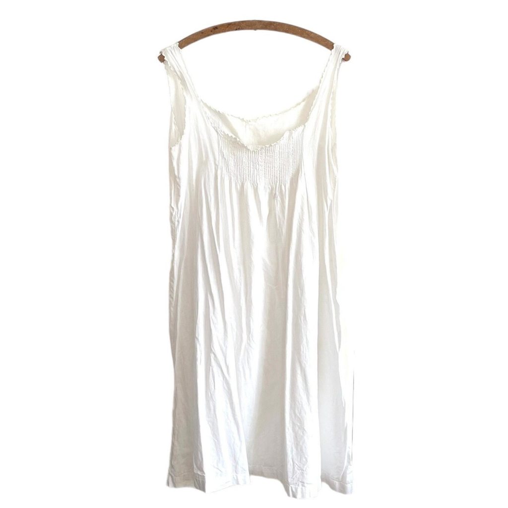 Vintage French Nightgown White Cotton C D Monogrammed size Medium handstitched circa 1960s