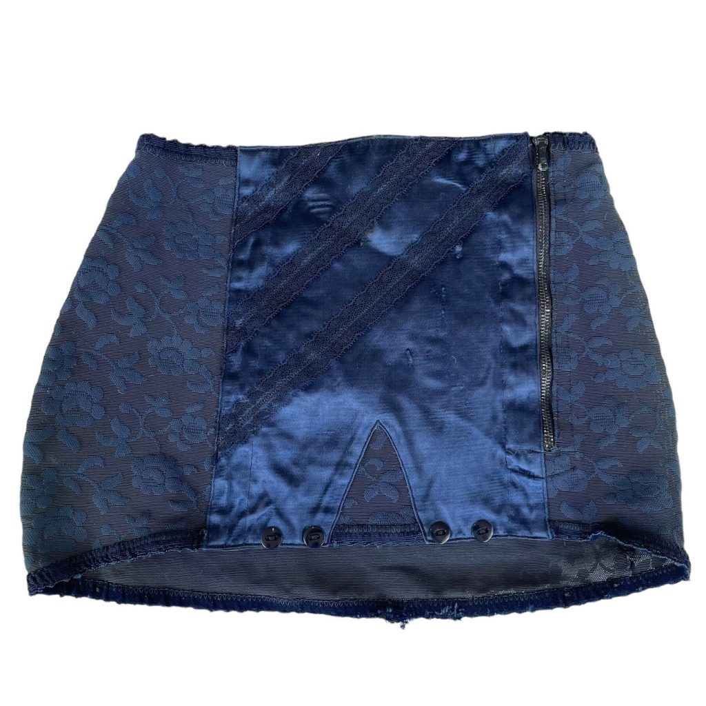 Vintage French Corset Blue Waist Suspender Belt Burlesque Female Underwear Undergarment Girdle Garters Pin Up Lingerie circa 1950s