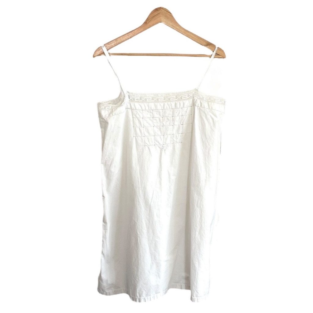 Vintage French Nightgown White Cotton M Monogrammed size Medium handstitched circa 1960s