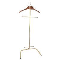 Vintage French Valet Butler Stand Folding Wooden Clothes Hanger Suit Costume Bedroom Hotel Decor Storage Office 1960-70's