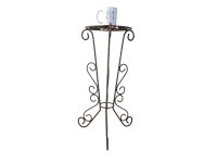 Alternative view of Vintage French Twisted Cast Iron Rusty Plant Pot Stand Pedestal Foot Vase Support Display circa 1960-70's