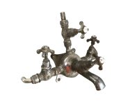 Alternative view of Antique French Metal Bathroom Bath Shower Hot Cold Froid Chaud Faucet Mixer Water Tap Taps c1910-20's