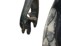 Alternative view of Vintage Chinese Bronze Brass Metal Black Cloisonne Swan Ornament Figurine Display c1950-60's