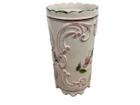 Alternative view of Vintage French White Green Red Ceramic Umbrella Stick Stand Vase Pot Flowers Large Heavy Hand Painted c1970-80's