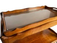 Alternative view of Vintage French Wheeled Serving Trolley Trolly Tray Shelved Shelving Push Bar Cart Display Shelves Wood Wooden c1960-70's