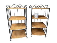 Alternative view of Vintage French Four Shelf Plant Stand Plinth Table Metal Rattan Corner Side Flower Pot Display Side Table Design Tabouret c1990's