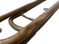 Alternative view of Vintage French Traditional Brass Hunting Horn instrument warning call hunt master hounds bashed bruised circa 1950-60's