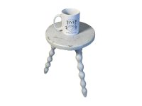 Alternative view of Stool Vintage French Painted Grey Traditional Bobbin Leg Stool Small Stand Plant Stand Rest Plinth Seating Tabouret c1960's