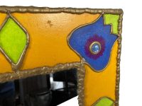 Alternative view of Vintage French Hand Crafted Unique Fancy Framed Multicoloured Wall Hanging Colourful Mirror Wooden Framed Heavy c1980-90's