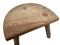 Alternative view of Stool Vintage French Wooden Wood Milking Chair Seat Kitchen Table Farm D Shaped Seat Plant Rest Stand Plinth Tabouret c1980-90's