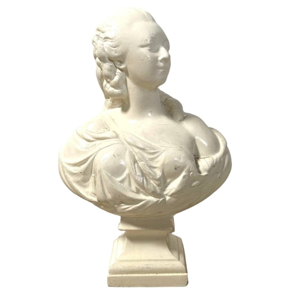 Vintage French Small Madame Du Barry Reproduction Replica Coated Plaster Bust Head Ornament Figurine Display Gift c1970-80’s