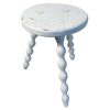 Stool Vintage French Painted Grey Traditional Bobbin Leg Stool Small Stand Plant Stand Rest Plinth Seating Tabouret c1960's