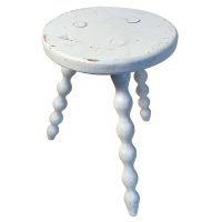 Stool Vintage French Painted Grey Traditional Bobbin Leg Stool Small Stand Plant Stand Rest Plinth Seating Tabouret c1960's