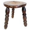 Stool Vintage French Traditional Very Worn Weathered Milking Stool Small Chair Stand Turned Leg Plinth Plant Tabouret c1960-70's