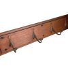 Vintage French Metal Wood Four Hook Coat Rack Hook Hooks Storage Wall Hanging Rustic c1950-60's