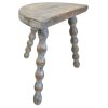 Vintage French Wooden Tripod Bobbin Leg Milking Stool Chair Seat Table Farm D Shaped Seat Plant Rest Stand Plinth Tabouret c1960-70's