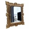 Vintage Italian Gold Reproduction Fancy Louis XV Style Syroco Mirror Wall Hanging Bedouir Plastic Frame c1980-90's